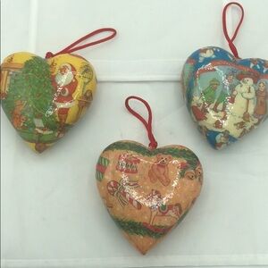 Vintage Paper Mache Decoupage Christmas Ornaments